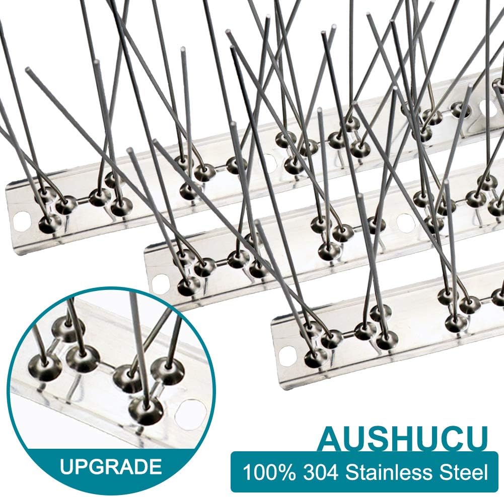 Bird Spikes Cover 21.6Feet Stainless Steel Pigeons Spikes Small Bird Spike for Roof Fence Window Mailbox(20Feet)