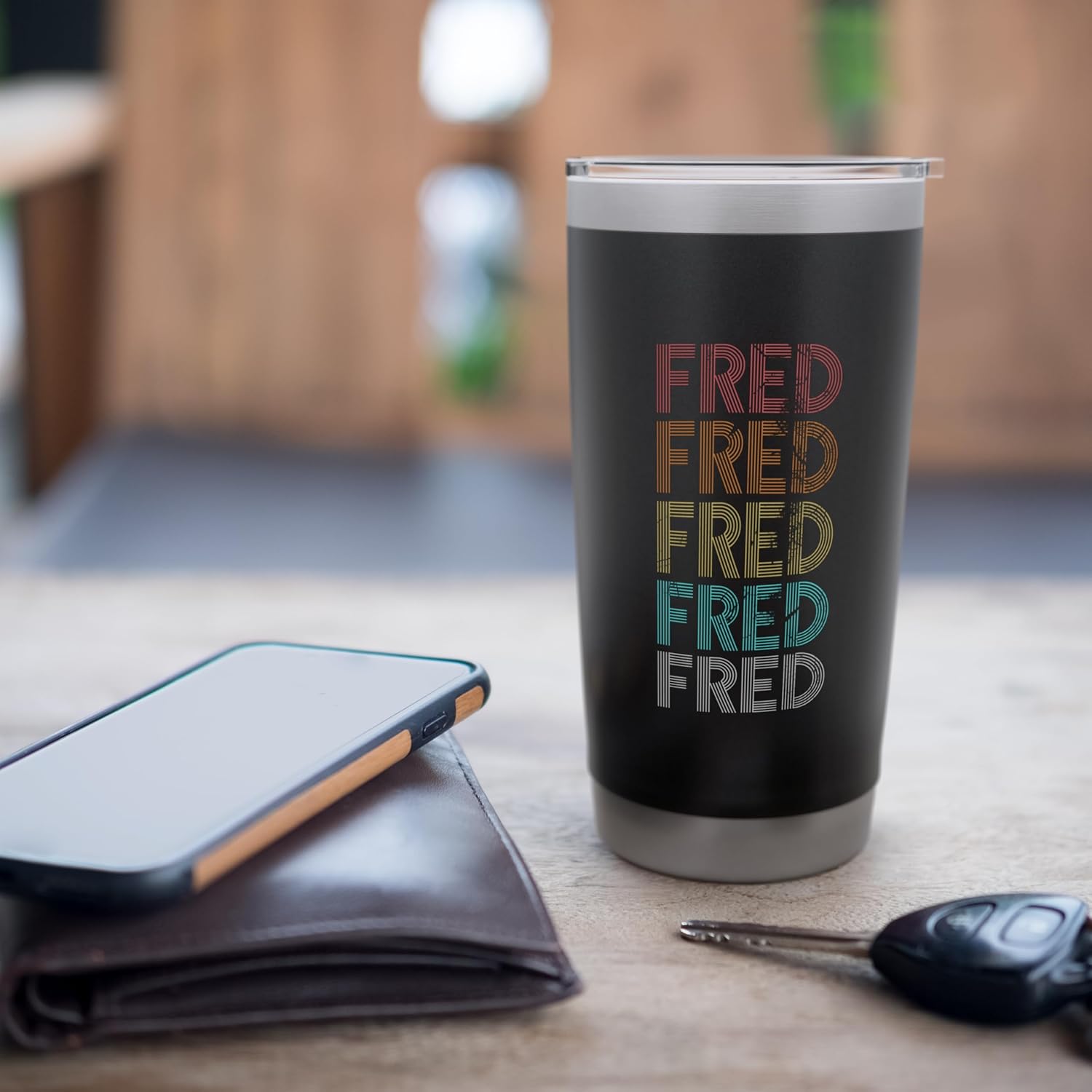 Retro Vintage FRED Stainless Steel Insulated Tumbler - Image 7