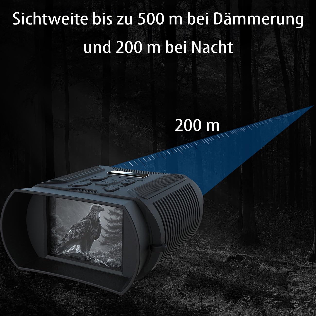 Zavarius Nachtsichtkamera Binokulares Akku-Nachtsichtgerät QHD 500 m IR-Nachtsicht