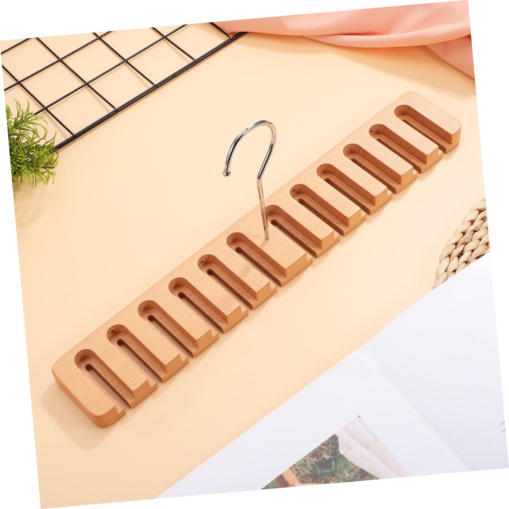 Gürtel- und Krawatten-Organizer aus Holz für Schrank, Beige, 2 Stück