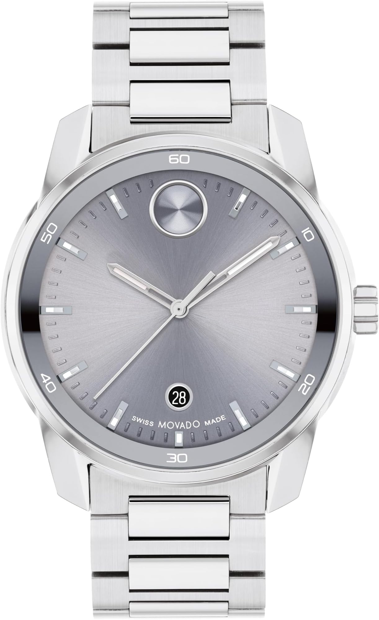 Bold Verso Men's Sport Watch - Swiss Quartz Movement, Stainless Steel Link Bracelet - 5 ATM Water Resistance - Luxury Fashion Timepiece for Him - 42mm
