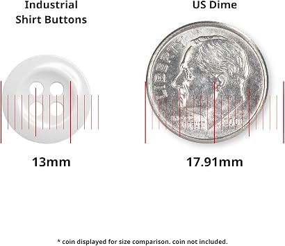 ButtonMode Work Shirt Buttons 13mm 20L Style 29 for Army, Dickies, Carhartt, Wrangler, Red Kap, Fits Class A, B, C Workwear, Military Spec Industrial Strength, Size 1/2, White, 12-Buttons