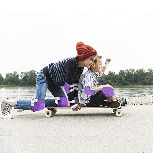 Miniatura 6 de Rodilleras para niños, juego de rodilleras y coderas para niños y jóvenes de 3 a 15 años con correa ajustable para patines de ruedas, patinaje en