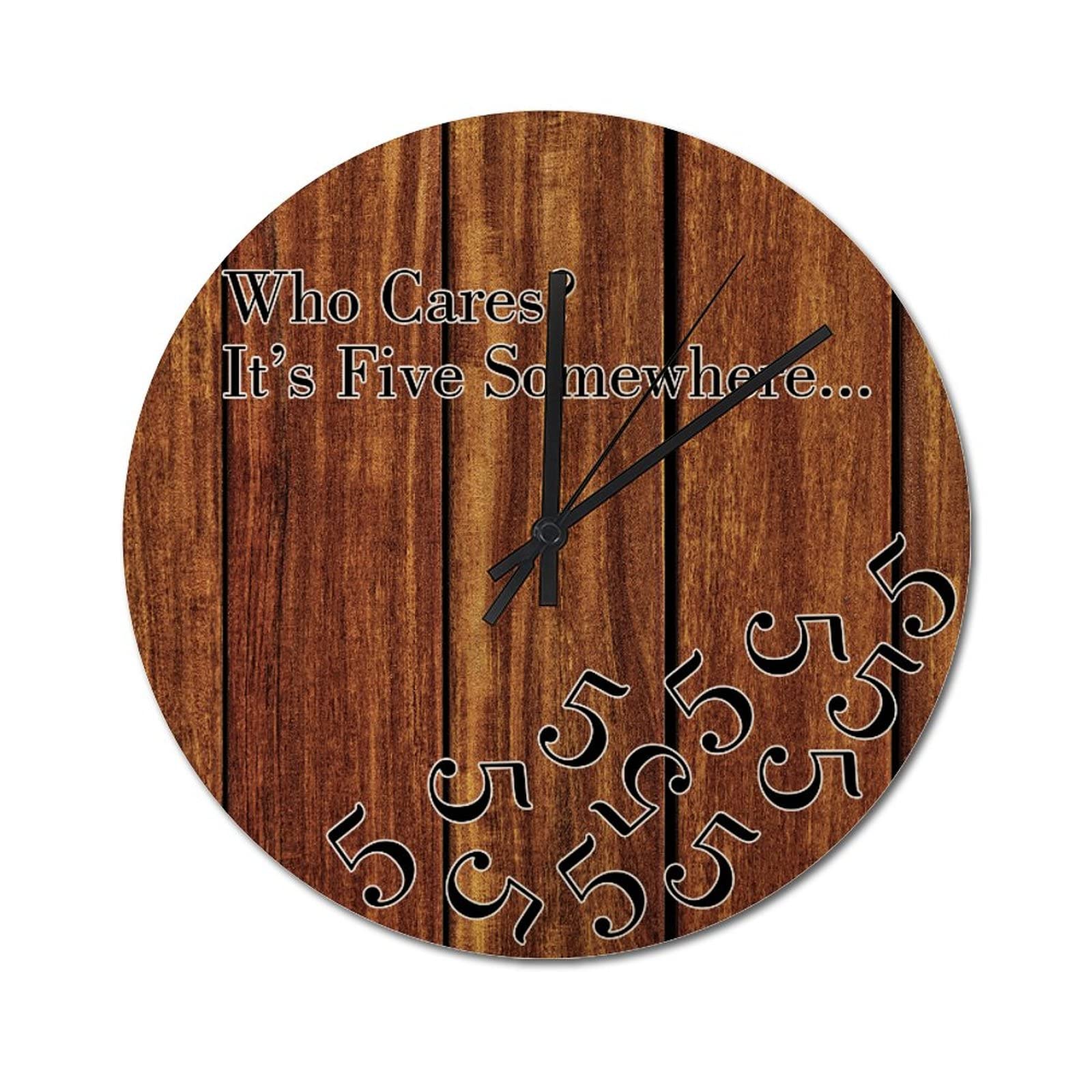 Horloge murale ronde de style rustique en bois véritable décoration premium