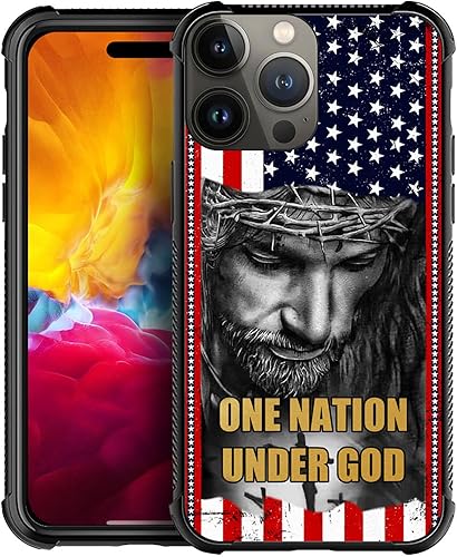 Miniatura 1 de DAIZAG Funda compatible con iPhone 15 Pro Max Christian Jesus American Flag Bible Phone Case a prueba de golpes suave funda para teléfono para niños
