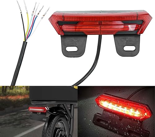 Miniatura 4 de 5.5x3.15 '' Luz trasera eléctrica de bicicleta 36V-60V con señales de giro y luz de freno, lámpara trasera ABS compatible con scooter y bicicleta de