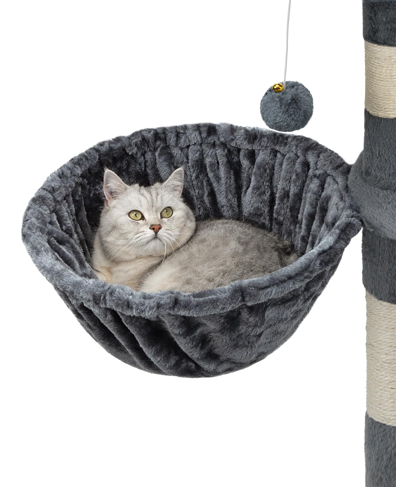 liontoLying trough made of soft plush for scratching post, Ø 40 cm, 25 cm deep, cozy sleeping trough for any cat tree with M8 thread, sturdy metal frame for small and large cats, dark grey