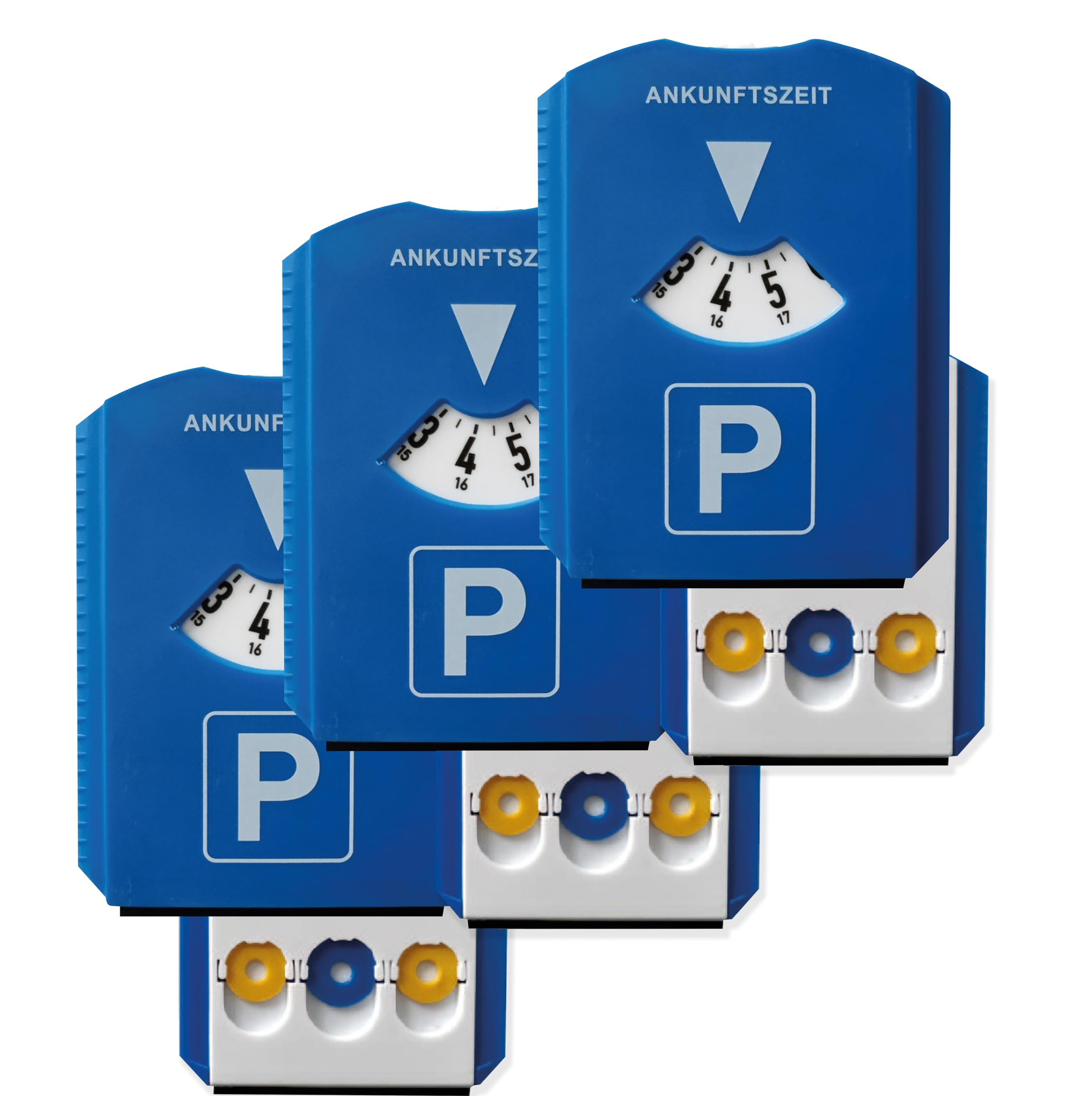 Prolac - Parkscheibe für Autos, mit 3 integrierten Einkaufswagenchips und Eiskratzer - Parkuhr aus widerstandsfähigem Kunststoff - Eiskratzer Auto (3 Stück)