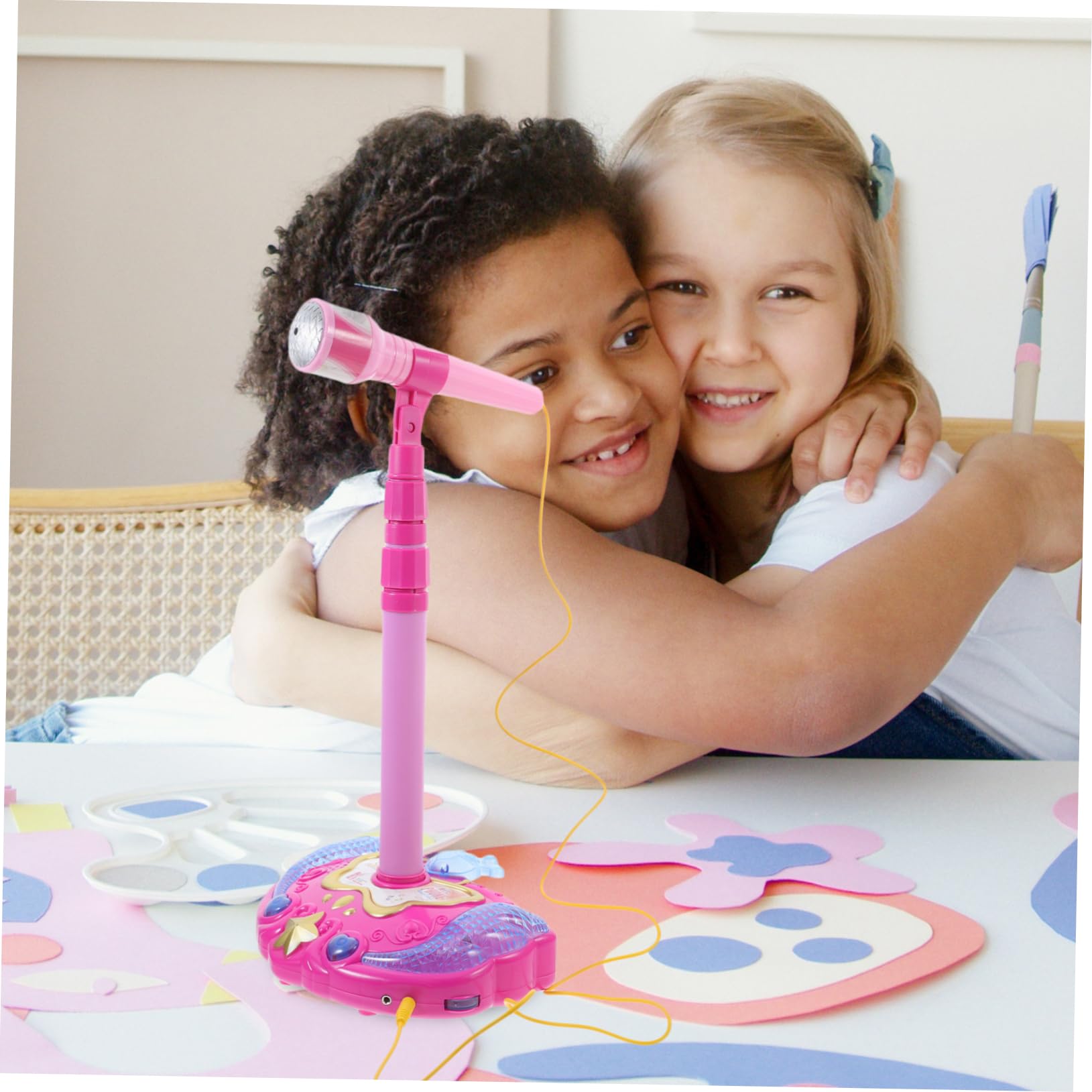 Didiseaon Microfono Giocattolo per Bambini Funzione Karaoke Portatile, Materiale Plastico Sicuro e Design Rosa Adatto a Ragazzi e Ragazze per Gioco Educativo