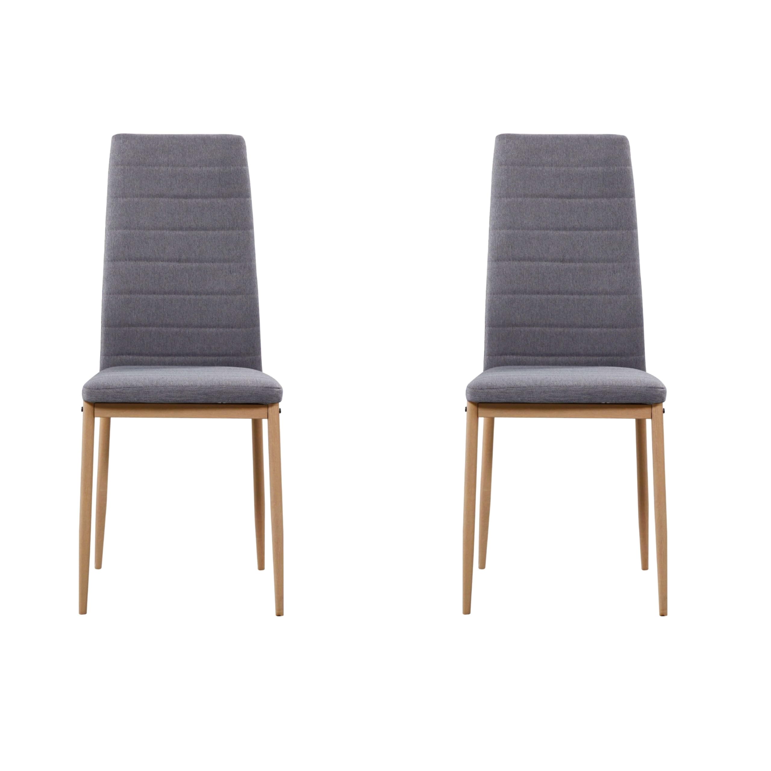 Miroytengo Pack 2 Sillas Comedor Cocina Salon Estilo Moderno Tela Color Gris Patas Metal Efecto Madera 98x42x48 cm