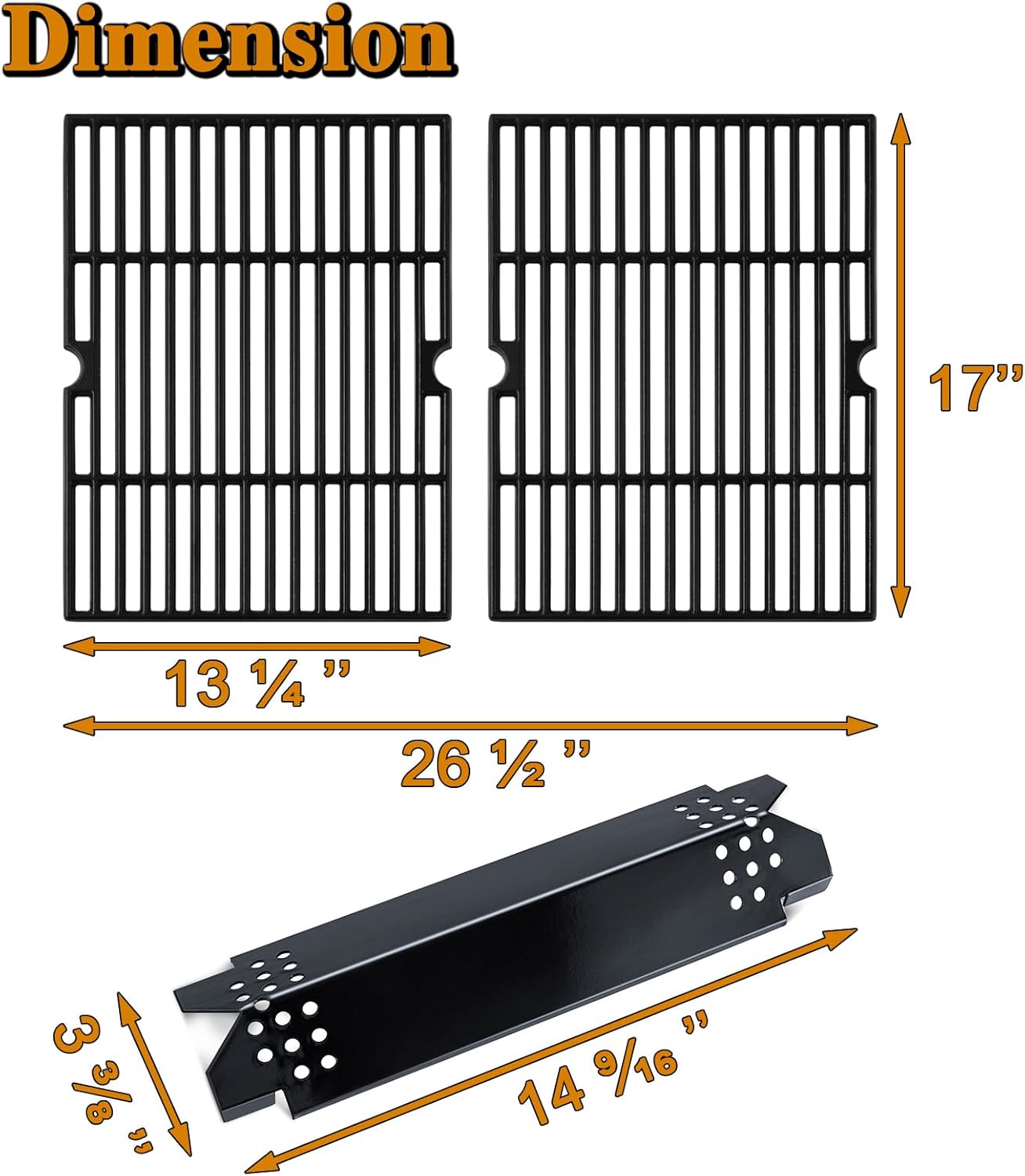 Grill Valueparts Part for Nexgrill 720-0830H 720-0783E Replacement Parts BHG 720-0783W 720-0783H Members Mark 720/730-0830G Kenmore 122.33492410 720-0830A Heat Plates Tent Shield Grill Grates