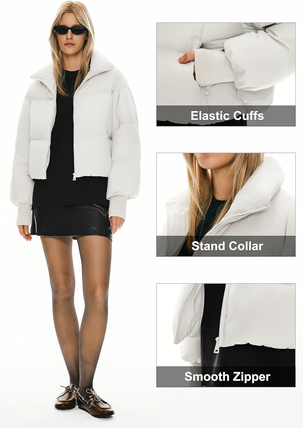 Orolay Puff-O Women's Winter Oversized Cropped Puffer Jacket Zip Up Short Down Coat Stand Collar Baggy Overcoat - Image 6