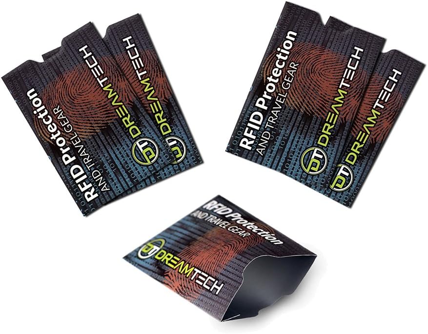 DreamTECH RFID & NFC Blocking Card with LED Indicator - Anti-Theft Security for Credit/Debit/ID Blocker Card, Slim-Design Card Protector, 1pc. (5 Sleeves, Black)