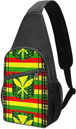 Tribal Kanaka Maoli Bandera Impreso Bandolera Bandolera Hombro Mochila Pecho Lateral Daypack para Viajes Senderismo