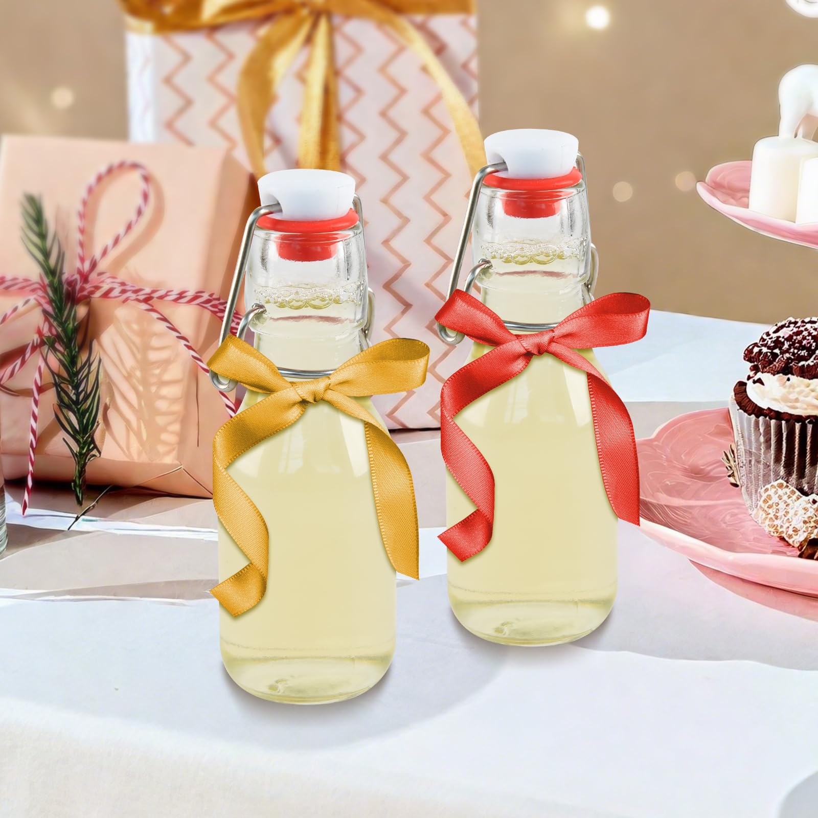 10 Stück Glasflaschen 100ml mit Bügelverschluss, Bügelflaschen Zum Befüllen, Kleine Flaschen Zum Befüllen, Glasflaschen für Öl, Essig, Saft, Limonade, Eierlikör, Sirup