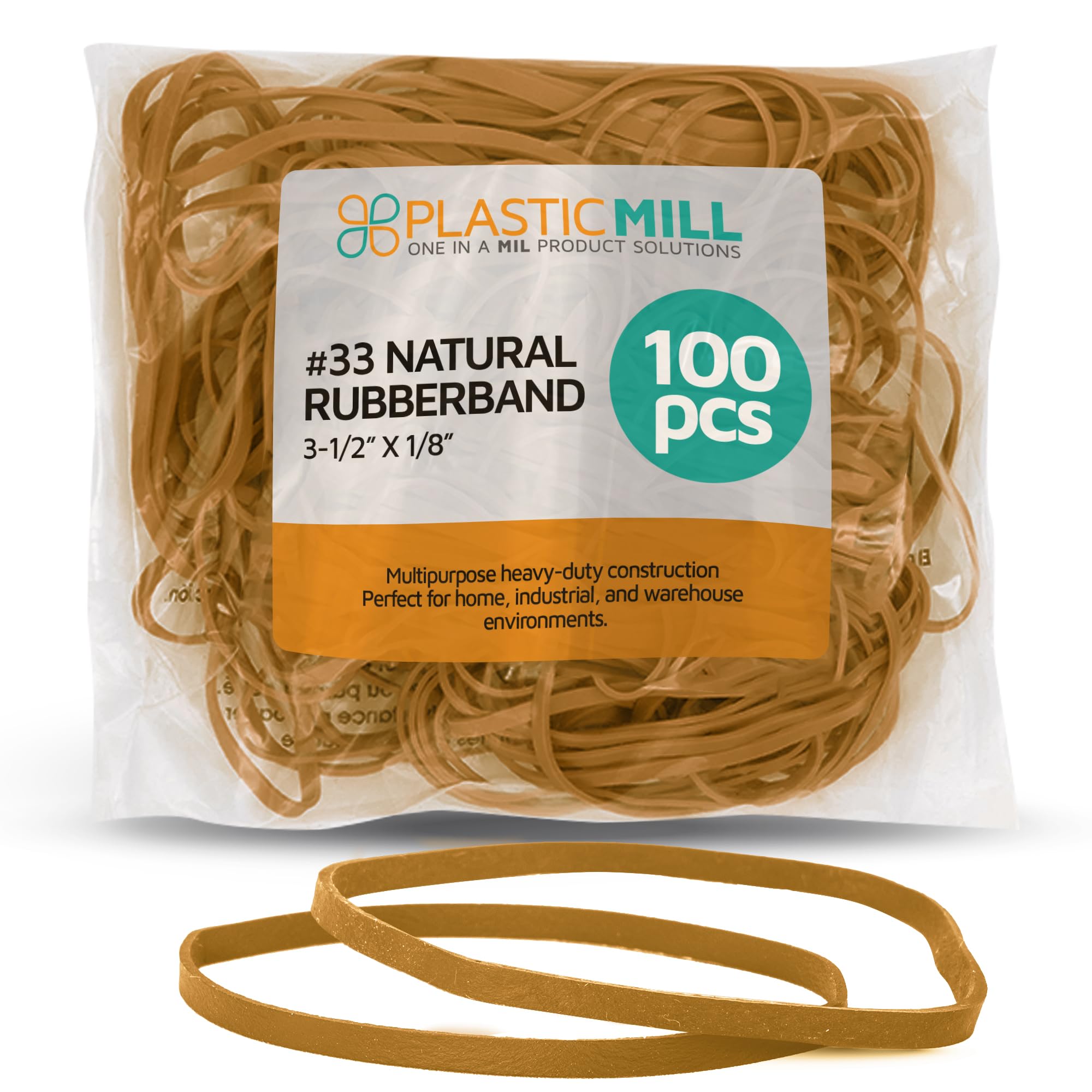 PlasticMill Rubber Bands - #33 Size - Natural Rubberbands - 100 Count. โ image 1