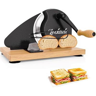 Upgrade Manual Bread Slicer for Homemade Sourdough - Adjustable Thickness & Evenly Slice, Bread Slicer with Scale Lines, Hand Crank, Suction Cups and Bread Guide for Sandwiches, Toast, Bagel, Baguette