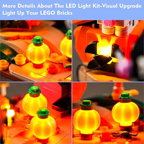 Miniatura 3 de Kit de luces LED para Lego Halloween Cat and Mouse 40570, juego de iluminación de calabaza mejorado, accesorios compatibles con Lego 40570 juego de