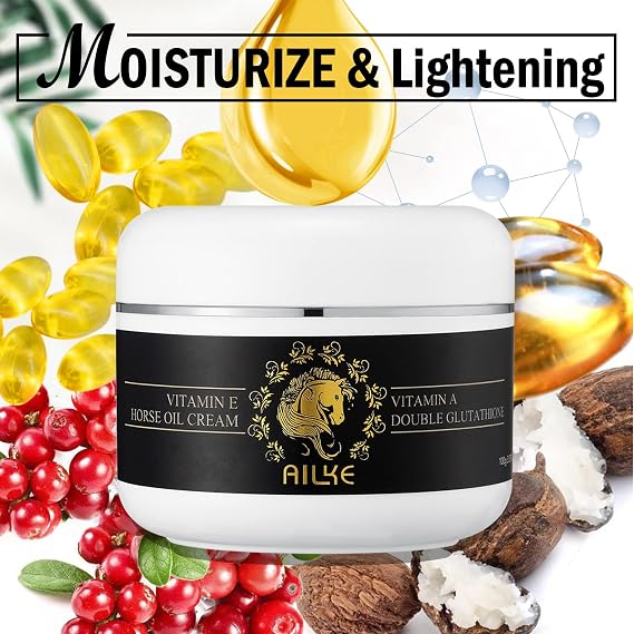AILKE Brightening Cream For Face, Body Hands, With Glutathione, Vitamin A, Intensive Moisturizer, Smooth And Soft Skin, Improve Dull Skin, 3.5 oz (Pack of 3)