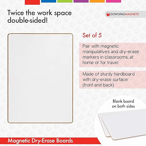 Miniatura 4 de Dowling Magnets Pizarras magnéticas de borrado en seco, en blanco de doble cara, 12 pulgadas de largo x 8.75 pulgadas de ancho, paquete de 5.