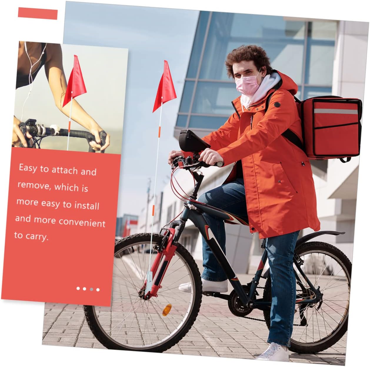 2sets Rear Bike Safety Flag Boys and Girls Bike Flag Cycling Safety Advertising