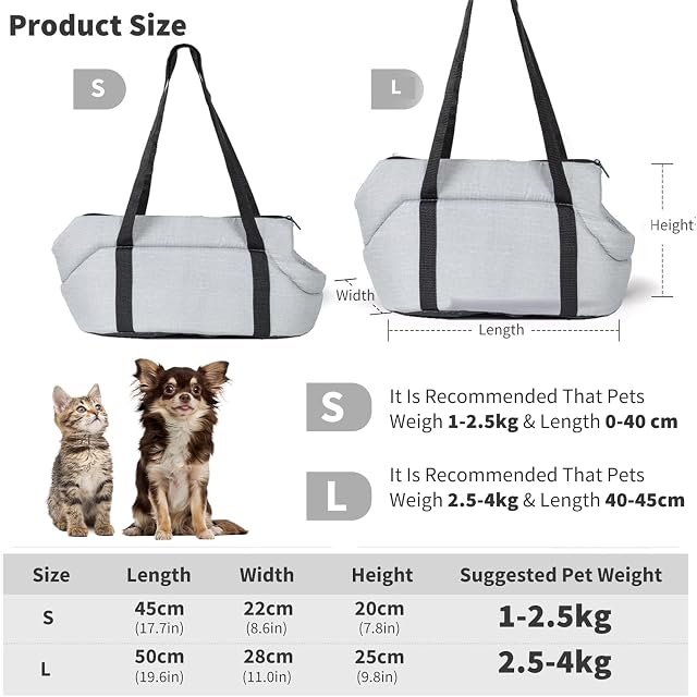 Foto 3 de 6 de PETCUTE Bolsos para Perros Pequeños Bolso Transporte Perro Gatos Bolso para Mascotas transportines para Perros