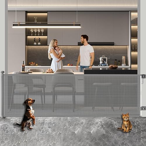 Miniatura 7 de Huafly Puertas Retráctiles para Bebés de 71 Pulgadas, Puertas para Bebés sin Perforación para Grandes Aberturas, Puertas para Niños, Puertas