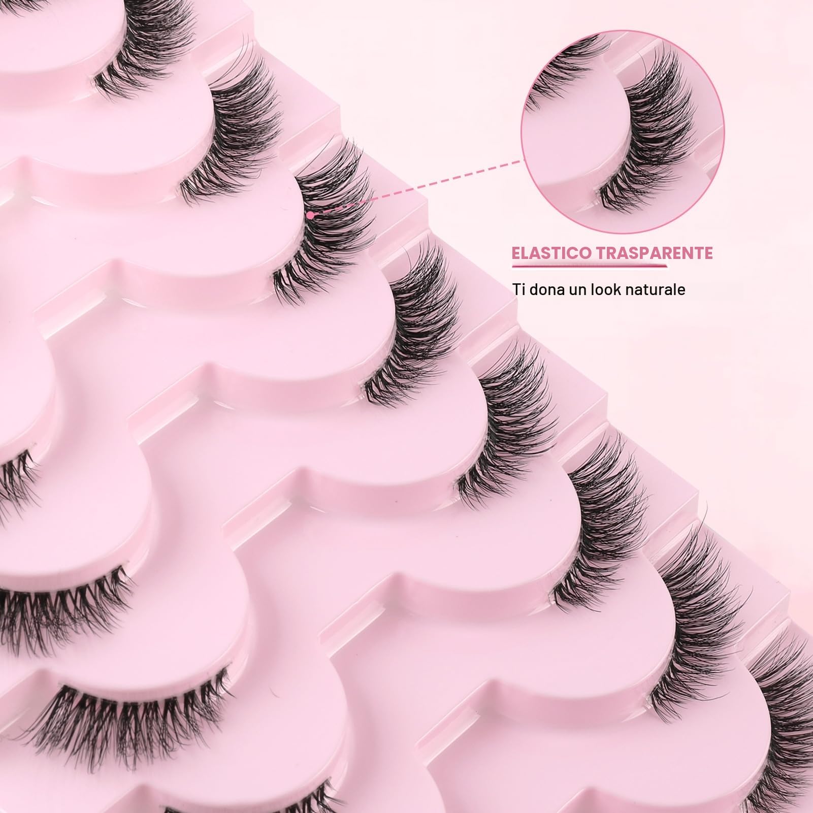 Sixstarhair Mezze Ciglia Finte 10 Paia Half Lashes Cat Eye 3D Cancella Banda Trasparente Ciglia Finte Naturali Fake Eyelashes 3/4 Riutilizzabile Corner Lashes