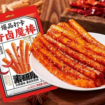 4 Dags of Different Flavours of Chilli Sticks,latio Chinese Special Classic Handmade Spicy Gluten Latiao Delicious Snacking, Best Vegan Fragrant Spicy Flavour