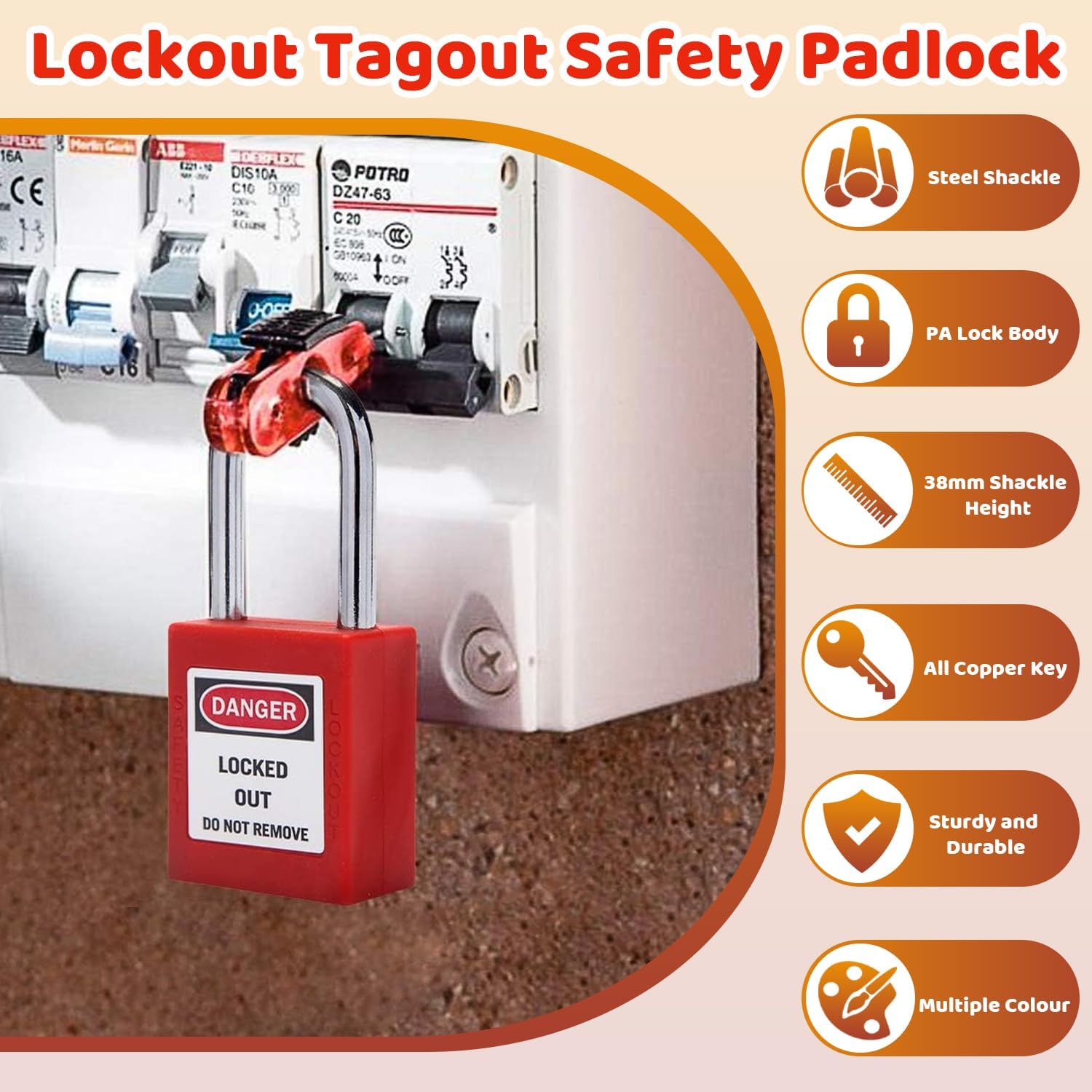 MroMax Lockout Tagout Lock, Safety Padlock Keyed Alike, Loto Security Steel Shackle White Padlock for Lock Out Tag Out 3Pcs