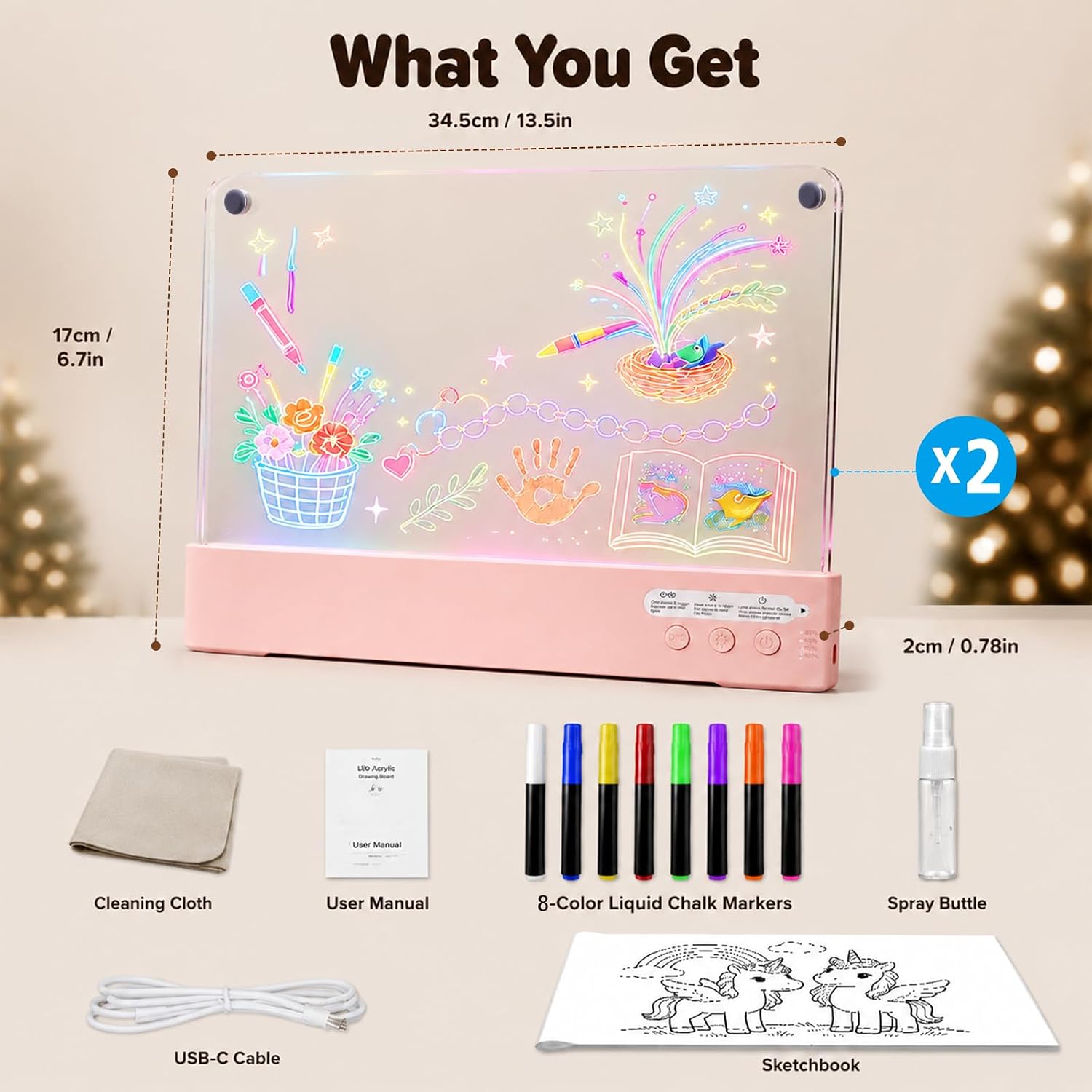 2 Pcs Led Drawing Board for Kids Toys Girls 6-8 Boy Toys Visual Effects 16" image 5