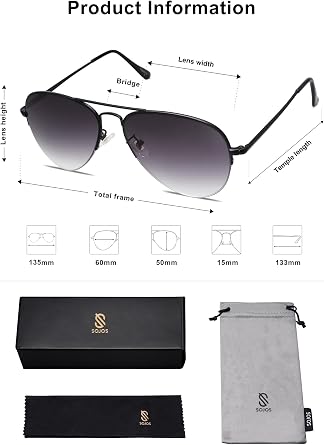 SOJOS Men's Women's Aviator Sunglasses, Classic Semi Metal Frame INSPIRATION SJ1106
