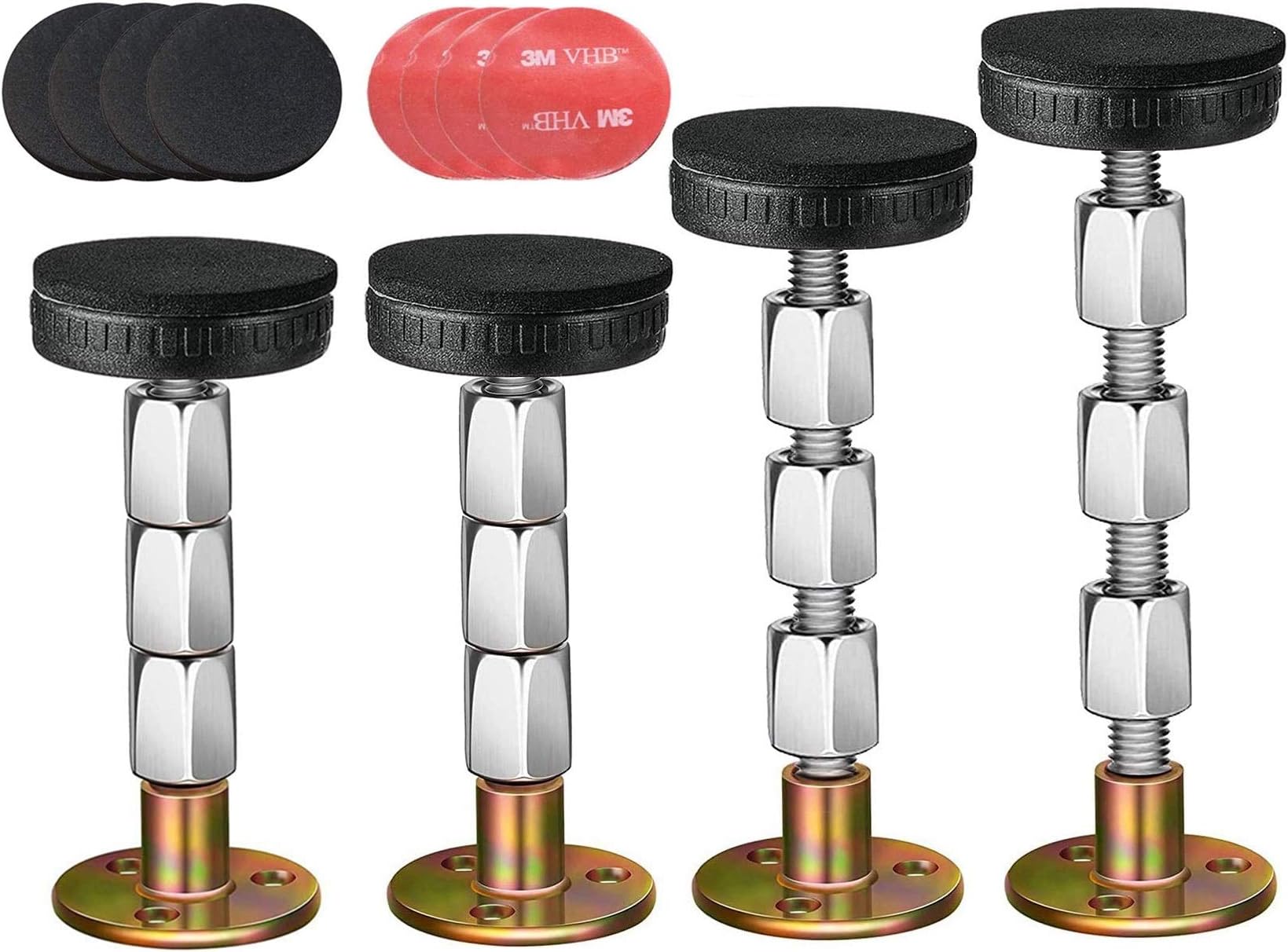 4Pcs Bed Frame Anti-Shake Tool, Threaded Adjustable Headboard Stoppers, Prevent loosening Fixer Bed Frame, Bedside Telescopic Support Headboard Stabilizer for Room Wall,Beds Cabinets,Table 28mm-106mm