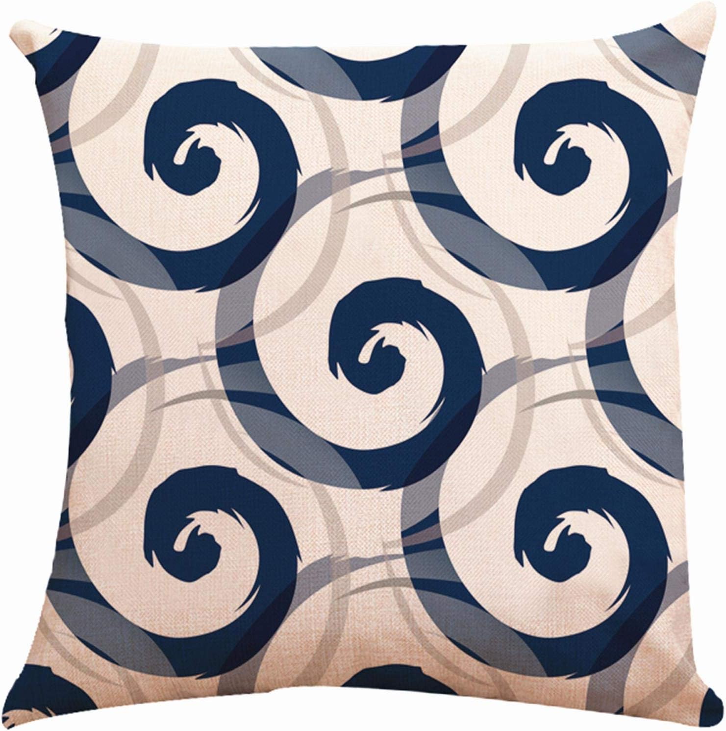 ZUEXT Geometric Throw Pillow Covers 18x18 Inch Double Sided, Set of 4 Cotton Linen Indoor Outdoor Modern Floral Accent Pillow Cushion Cover for Car Sofa Home Decor (Navy Beige Check, Mix & Match)