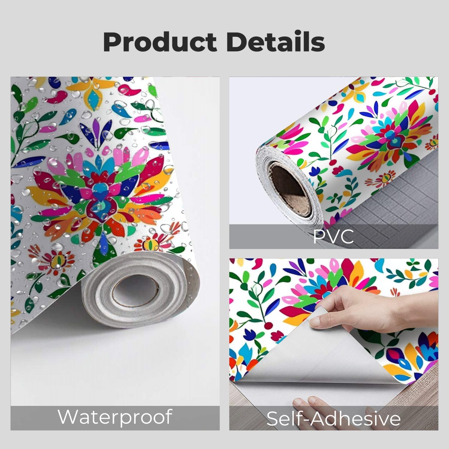 VGHUYEVOGERE Peel and Stick Wallpaper Seamless Mexican Otomi Style Bright Pattern Butterflies Flowers Self Adhesive Wall Mural Contact Paper Renter Friendly Wall Paper for Kitchen Bedroom 24"x118"
