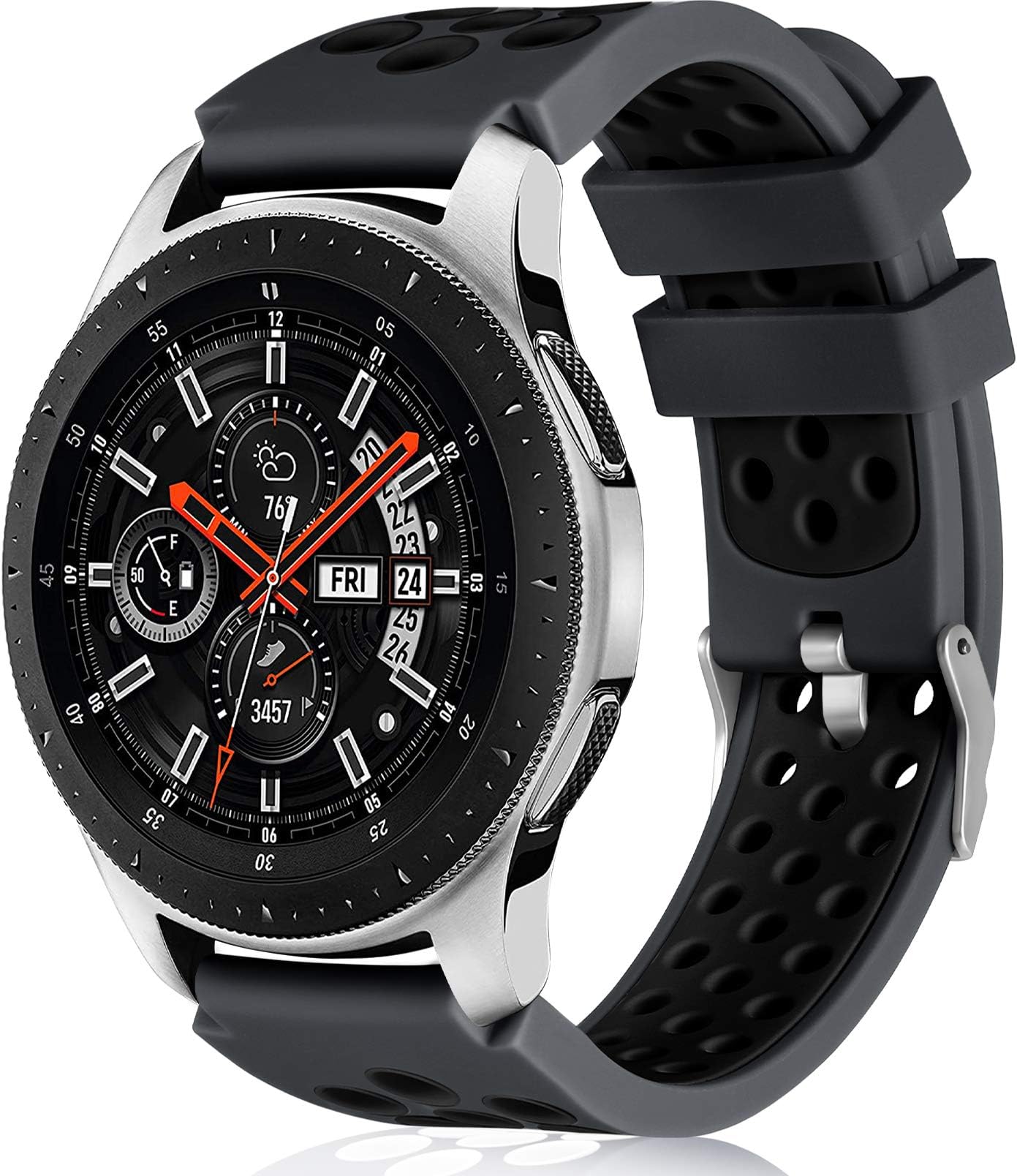 22mm Watch Band Compatible with Samsung Galaxy Watch 46mm/Galaxy watch 3 45mm/Gear S3 Classic/Frontier,22mm Soft Silicone Breathable Watch Strap Wristband for Women Men,(Anthracite Black)
