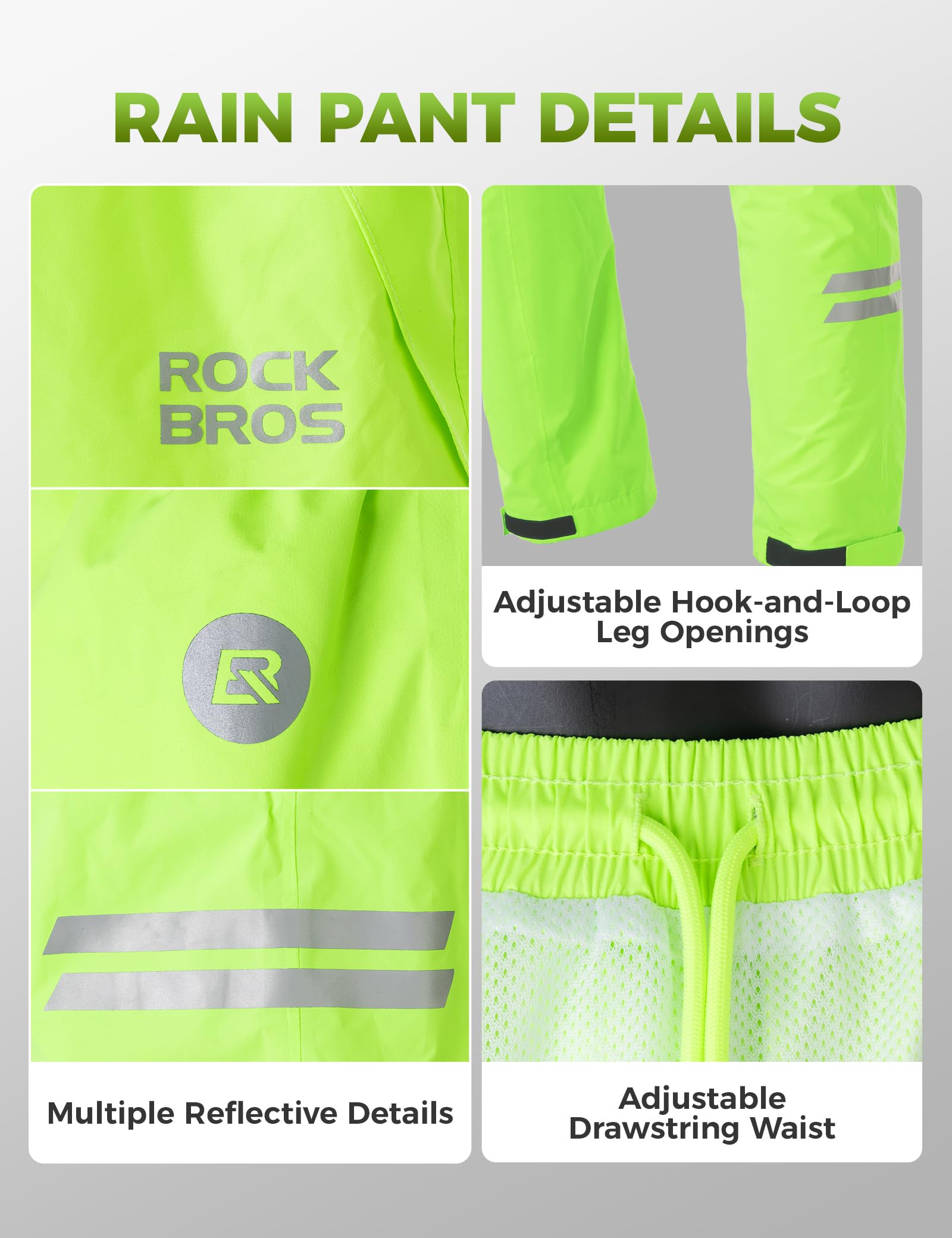 ROCKBROS Długi zestaw Wodoodporna Kurtka Rowerowa Kurtka Rowerowa Długie Spodnie Przeciwdeszczowe Wiatroszczelne Oddychające, Odblaskowa Sportowa Odzież Do Pieszych Wycieczek MTB Rower Bieganie