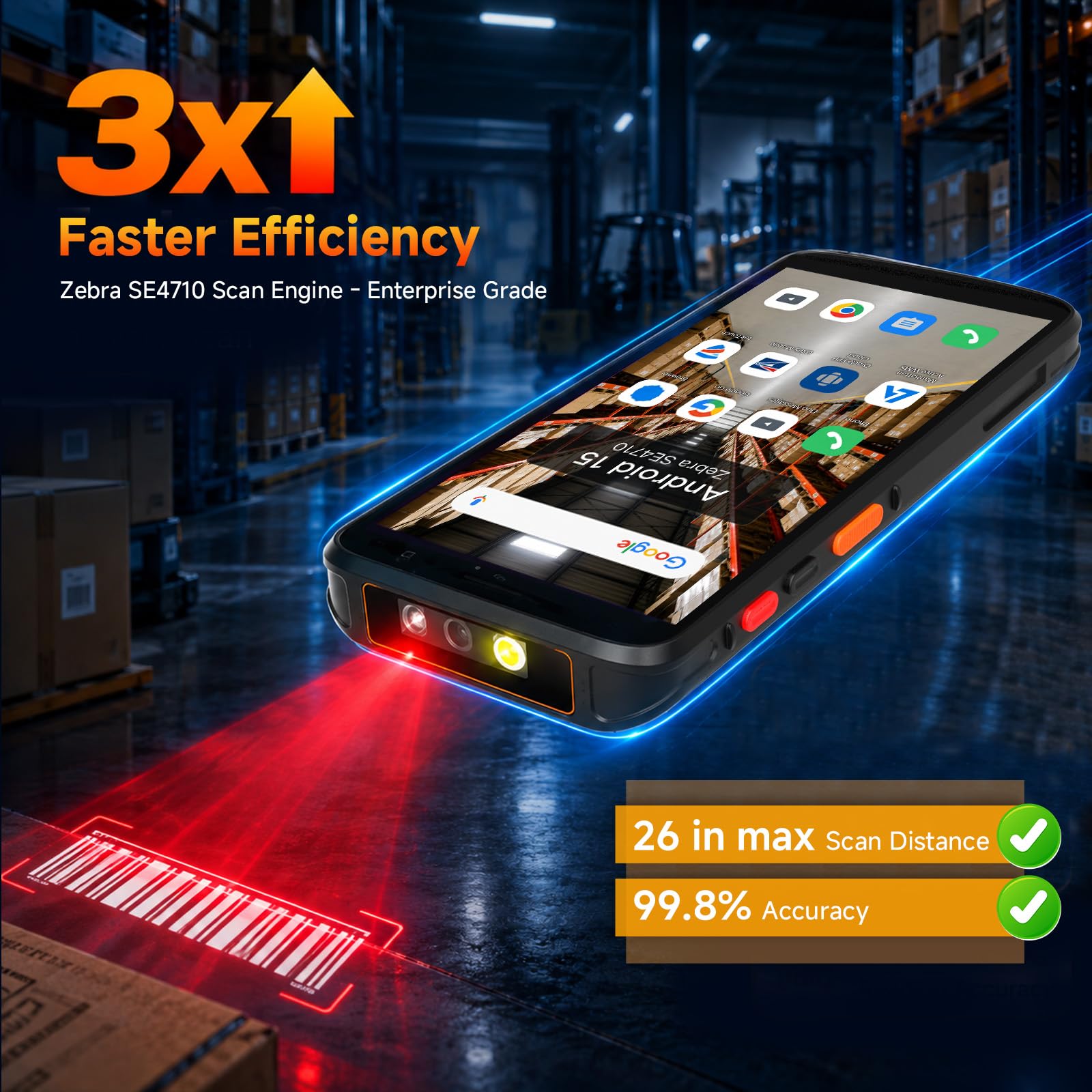 Lecteur de codes-barres F2 Android 15, appareil portable PDA MDE de