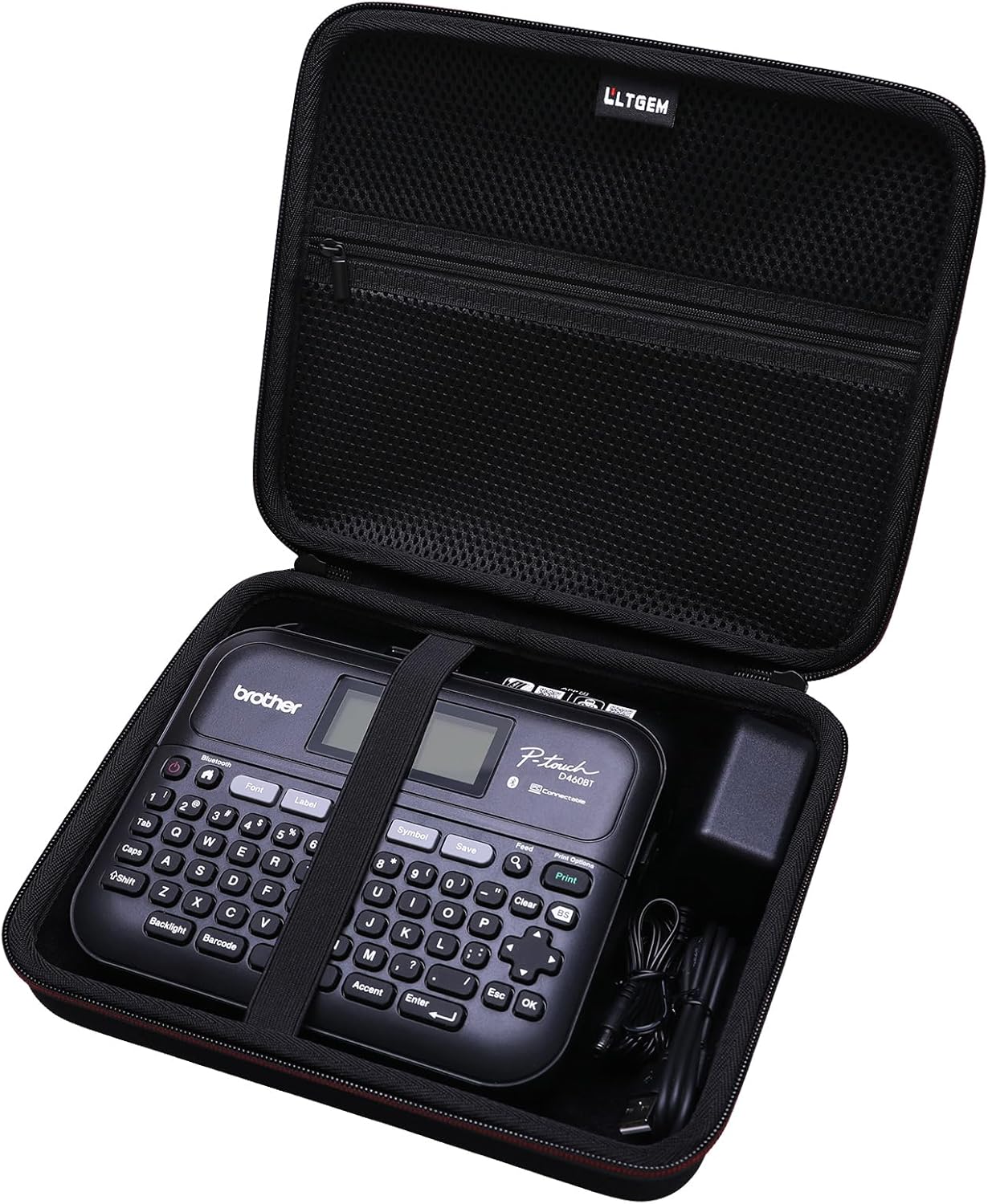 LTGEM Case Compatible with Brother P-Touch PT- D610BT / PT-D410 / PT-D460BT / PTD600 / PTD400AD Label Maker, Black
