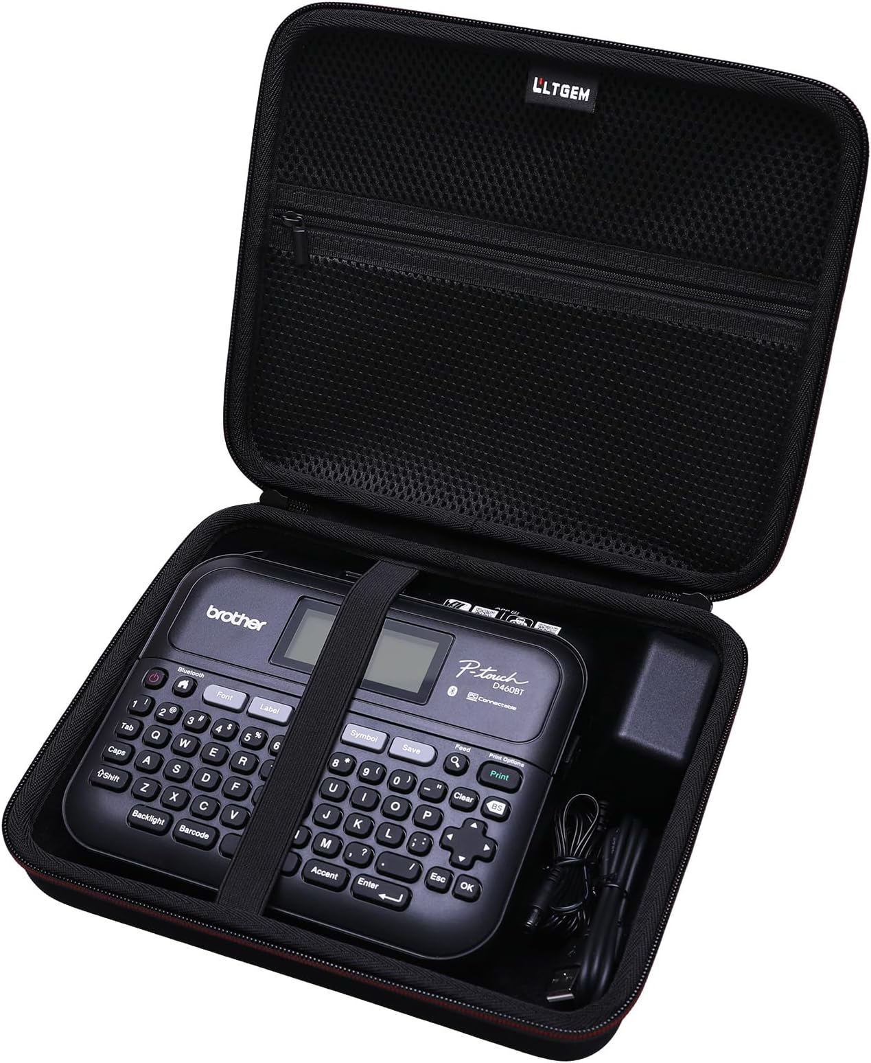 LTGEM Case Compatible with Brother P-Touch PT- D610BT / PT-D410 / PT-D460BT / PTD600 / PTD400AD Label Maker, Black
