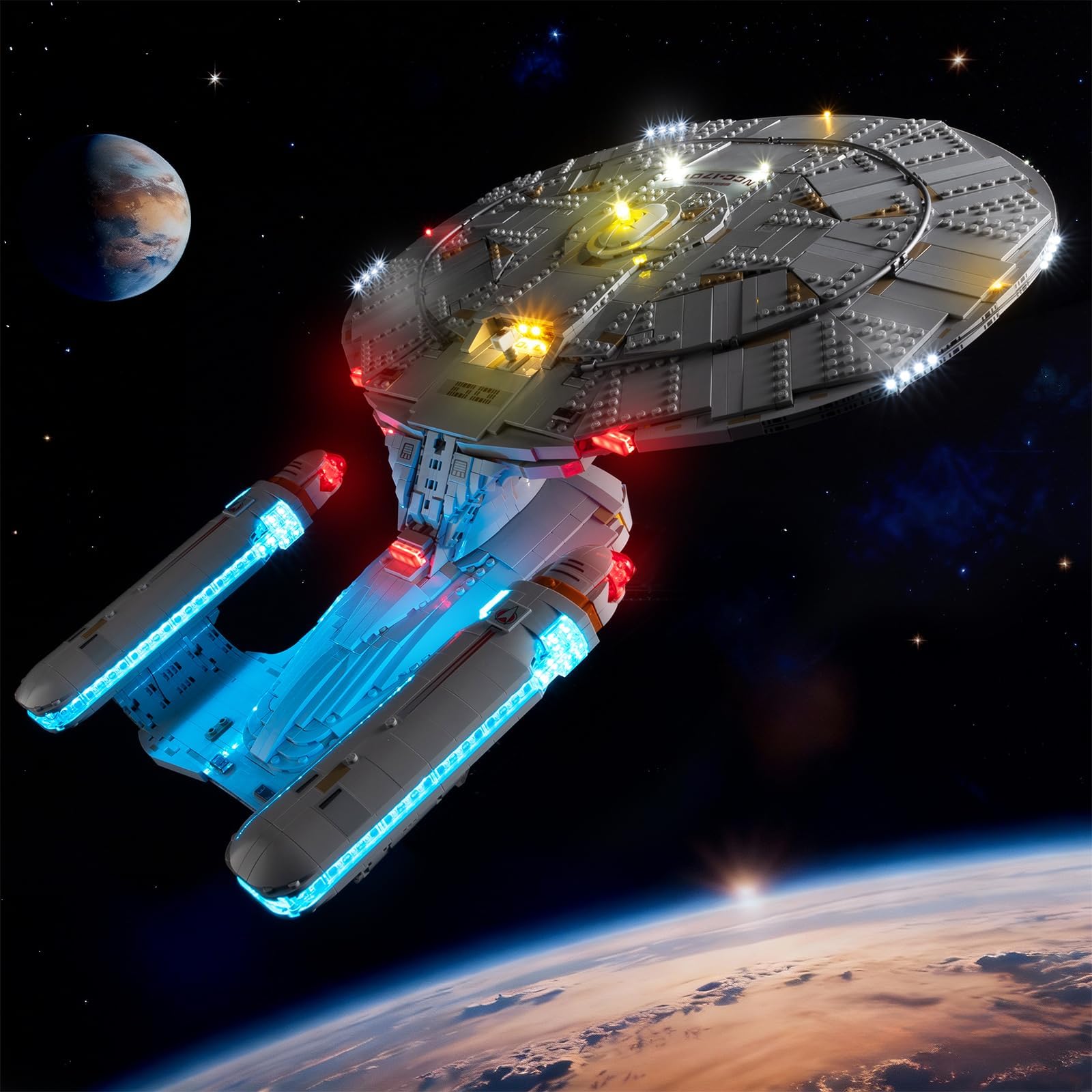 Kyglaring LED Light Kit Compatible with Lego U.S.S. Enterprise NCC-1701-D 10356 Building Set - Upgraded Pro-Grade Dimming & Color Accuracy (Lights Only)