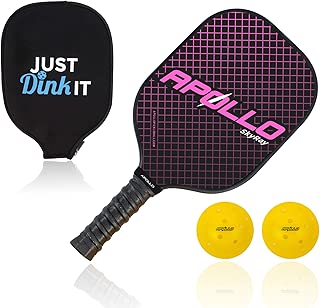 Pickleball Paddle with 2 Pickleballs | Lightweight | Apollo Premium Graphite/Carbon Fiber | Meets USAPA Specifications - coolthings.us