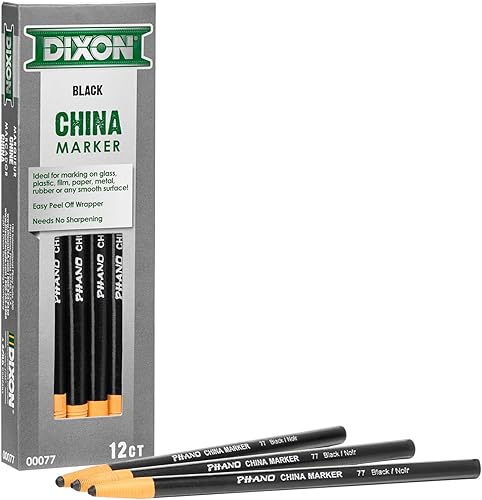 Dixon - Marcador de porcelana, negro, docena, 12 unidades (paquete de 1)