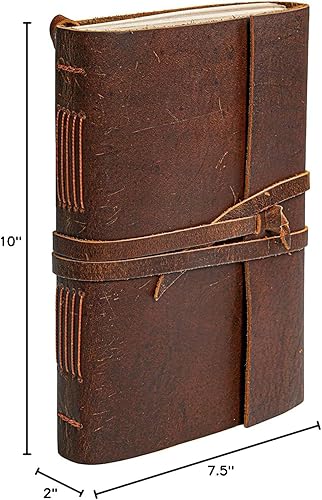 Miniatura 8 de Cuaderno de cuero rústico hecho a mano, vintage, para hombres y mujeres, papel en blanco, 300 páginas, cuaderno de bolsillo, diario para escribir