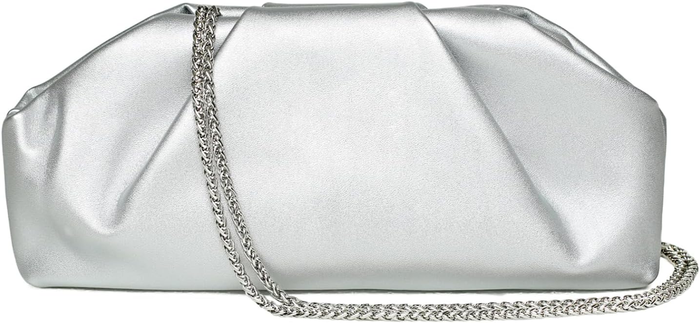 Clutch Purses for Women – Elegant Pleated Soft PU Leather Evening Bag with Detachable Chain, Ideal for Weddings & Parties
