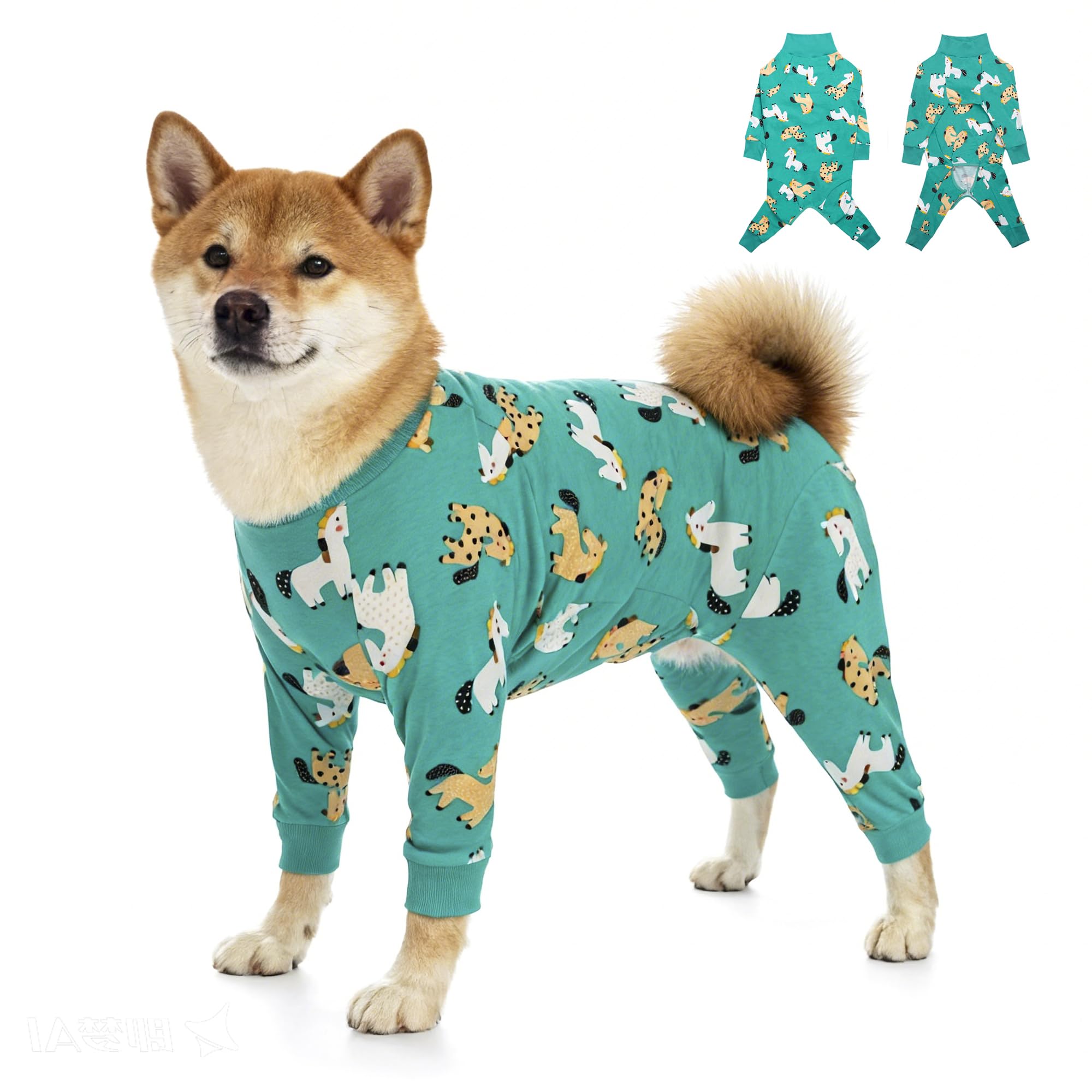 Dog Recovery Suit After Surgery Female Male, Medium Large Dog Neuter Shirt Cone Alternatives Prevent Licking Surgical Onesies (Green Pony, 2XL) — image 1