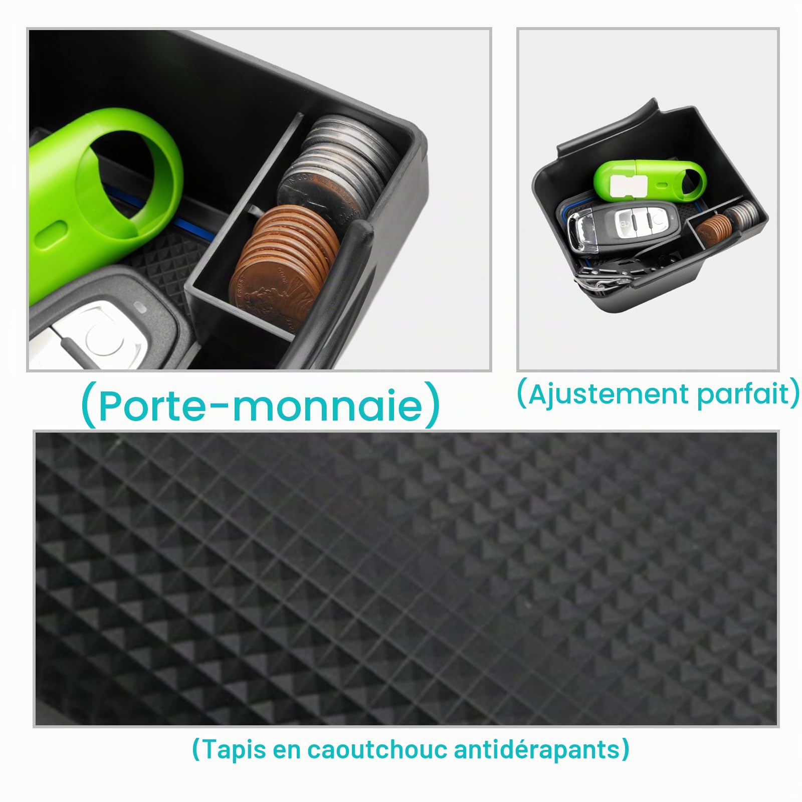 CDEFG Compatible avec VW Polo AW Taigo 2018-2025 2026 Console centrale Accoudoir Boîte à gants Polo 2023 Rangement Voiture Center Console Organisateur Plateau Polo AW Accessoires (Bleu)