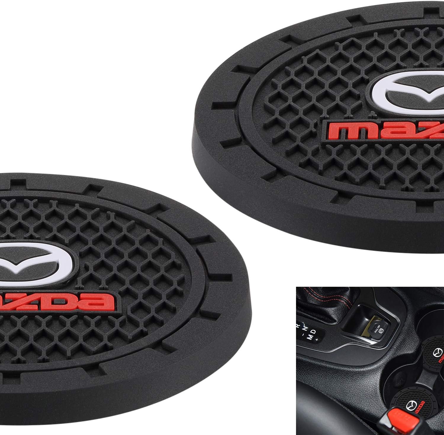 – Car Interior Accessories for Mazda Cup Holder Insert Coaster - Silicone Anti Slip Cup Mat for Mazda 3 6 CX-3 CX-5 CX-9 MX-5 (Set of 2, 2.75" Diameter)
