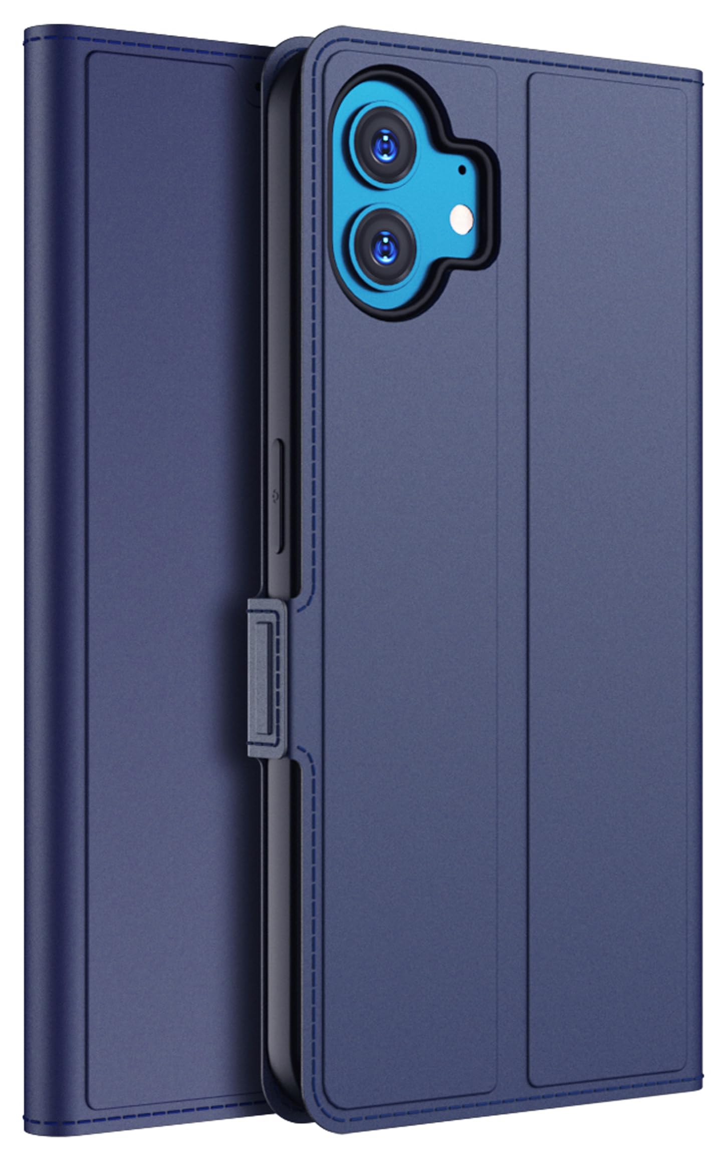 KAPA Noble Slim Magnetic Leather Flip Case Cover for Nothing Phone 2 | Card Holder Stand Leather Flip Wallet Case (Blue)