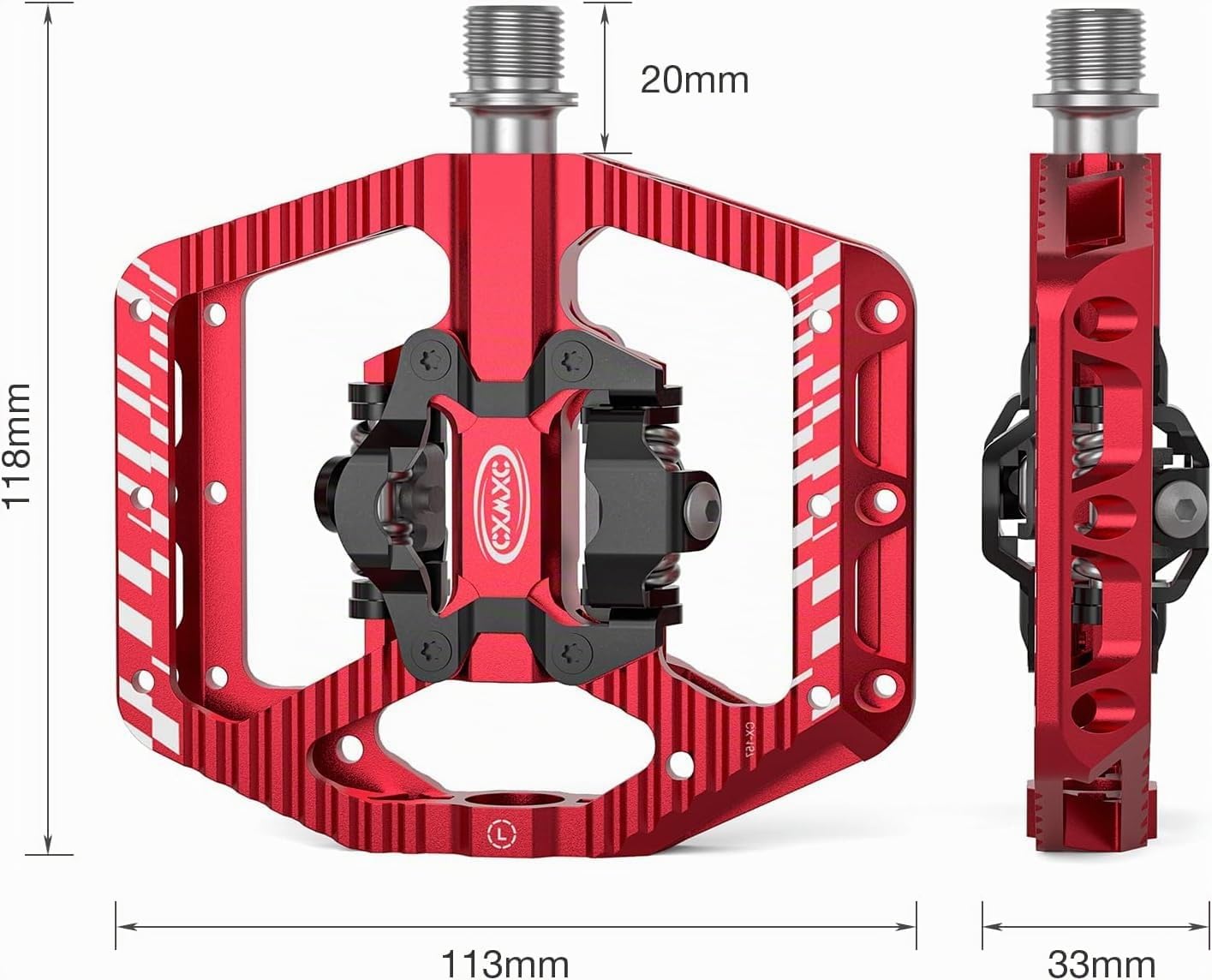 CXWXC Pedales de Bicicleta con Clic y Pedales Planos con 3 rodamientos, Pedales de Aluminio MTB, 9/16 Pulgadas, Pedales de Bicicleta para Bicicleta de Carretera, Bicicleta de montaña